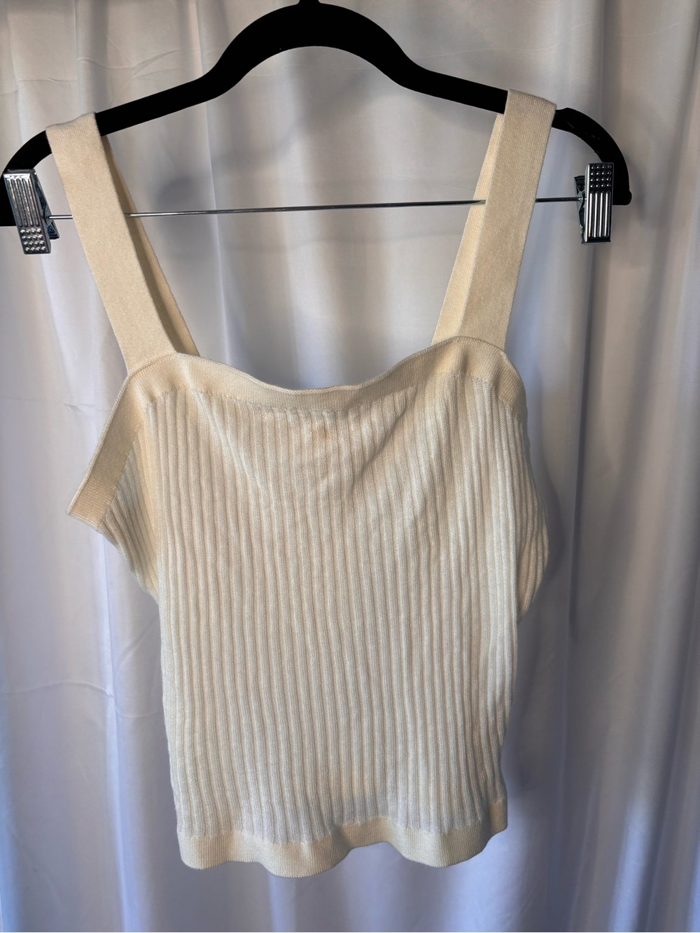 Marled Cream Ribbed Square-Neck Tank
